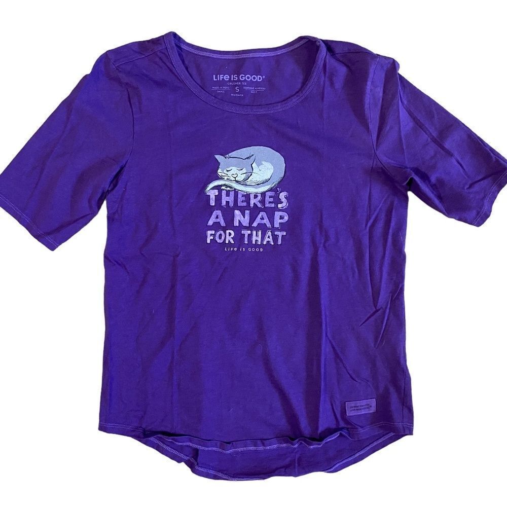 Life is good there’s a nap for that Womens purple cat t shirt